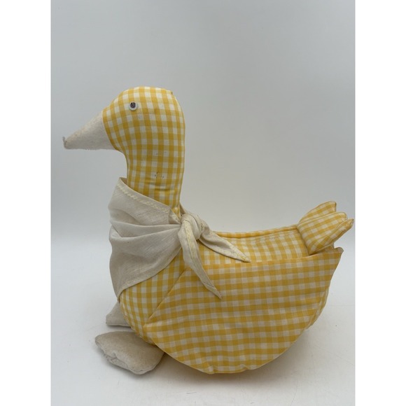 Handmade Other - USA Vintage Cottagecore Stuffed Fabric Mother Goose Granny Lace Yellow Check‎